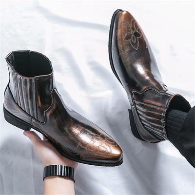 Modny Zimowy Trend Nowość Luksusowy Projektant Męskie Złote Czarne Sztyblety Kowbojskie Botki Casualowe Wysokie Platformowe Buty Zapatos Hombre
