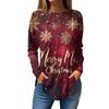 Women's Loose Round Neck Christmas Print Long Sleeve T-Shirt Top Pullover