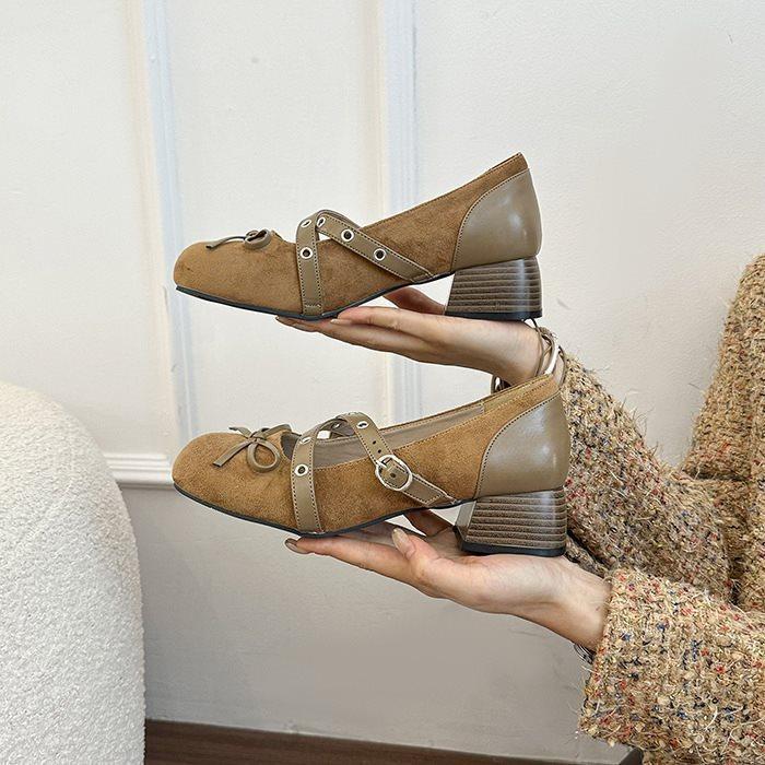 Cross-matching Women's Fashion Single Shoes 2025 Bar Shoe Skirt New Retro Buckle Inner Height Increase Summer Shoes Versatile Metal