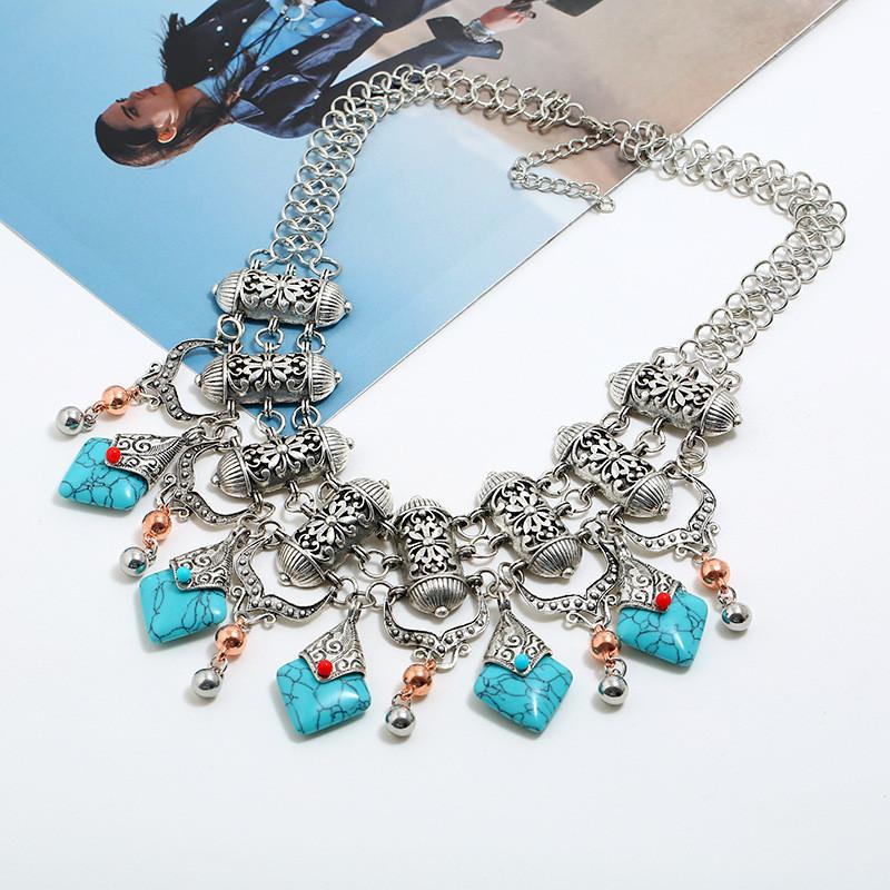 Retro Europäischer Stil Kastenketten Halskette Mit Legierungs-Finish Für Damen Accessoires