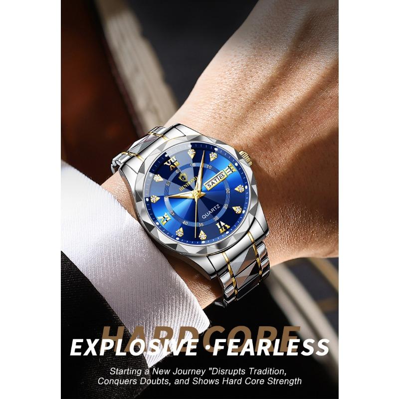 Luxury Fashion Business Men Watch Waterproof Week Date Clock Sport Men Watch Quartz Wristwatch