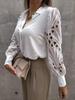 Turn-down Collarl Lace Splicing Long Sleeve Shirts Women Button T Shirt Female Solid Color Blouses Casual Top