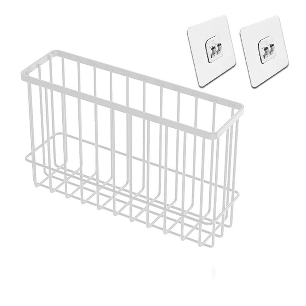 

Железная проволока Металлическая проволочная корзина Прочная стойка для хранения пищевой пленки Корзина для хранения в ванной Комнатный держатель L белый