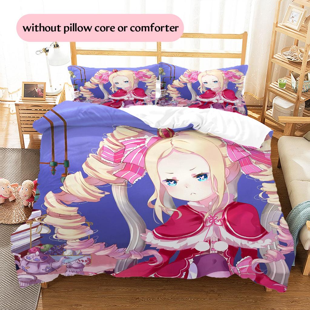 Re:Zero Pattern Bedding Quilt Set Home Decoration Gift (1 * duvet cover + 2 * pillowcase without core)