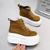 Fashion 9cm High Heel Suede Leather High-top Chunky Sneakers Shoes Women's Autumn Spring New Muffin Platform Casual Sneakers