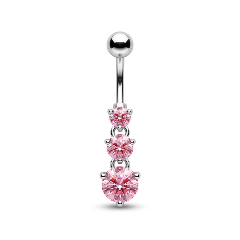 Belly Button Piercing Heart Ring Stainless Steel Copper Anti-Allergy Navel Jewelry for Summer Beach Swimming Accessories