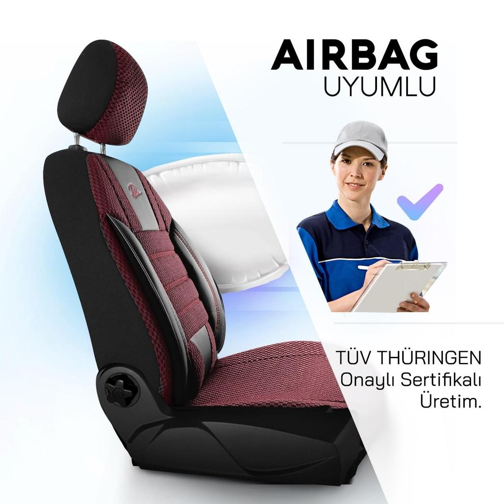 COMFORT SERIES WOVEN FABRIC CAR SEAT COVER Claret Red Black