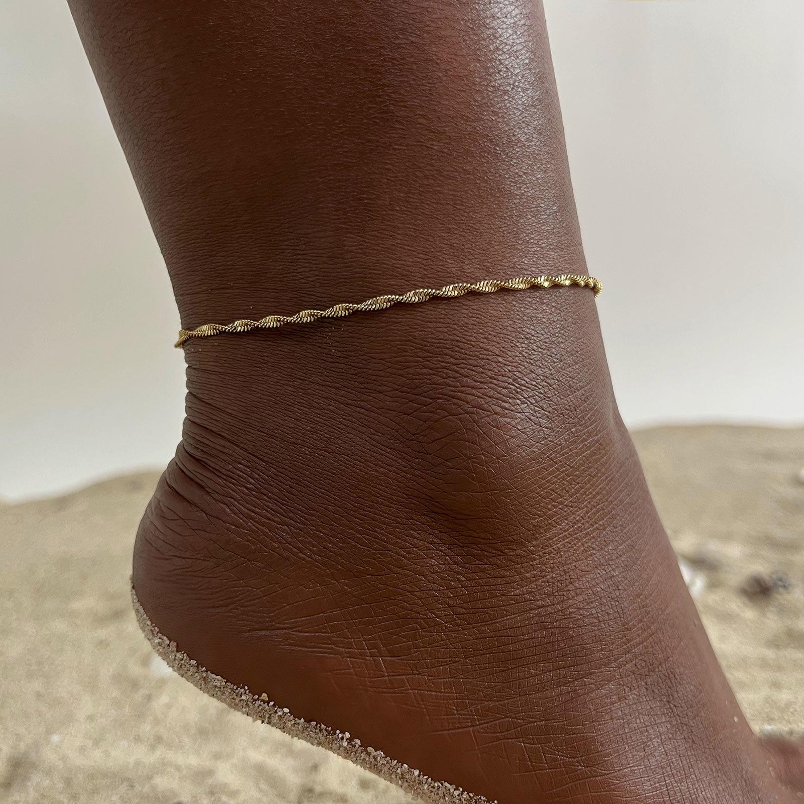 

Stainless Steel Snake Chain Anklet Bracelet on Leg for Women Danity Thin Foot Accessories
