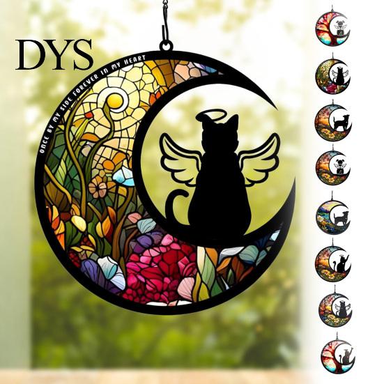 Personalized Pet Memorial Suncatcher Angel Cat Dog Sun Catcher Panel Stained Glass Tribute Ornament Window Hanging Ornaments Loss Sympathy Gift