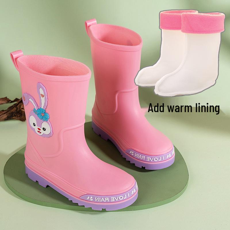 Children's Cartoon Mid-Calf Waterproof Rain Boots - Non-Slip, Thick, and Cute for Boys and Girls