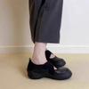 2025 Herbst Plattform Sport Kreuzriemen Mary Jane kleine Lederschuhe runder Kopf Ballerinas Damen flacher Mund Retro Einzelne Schuhe