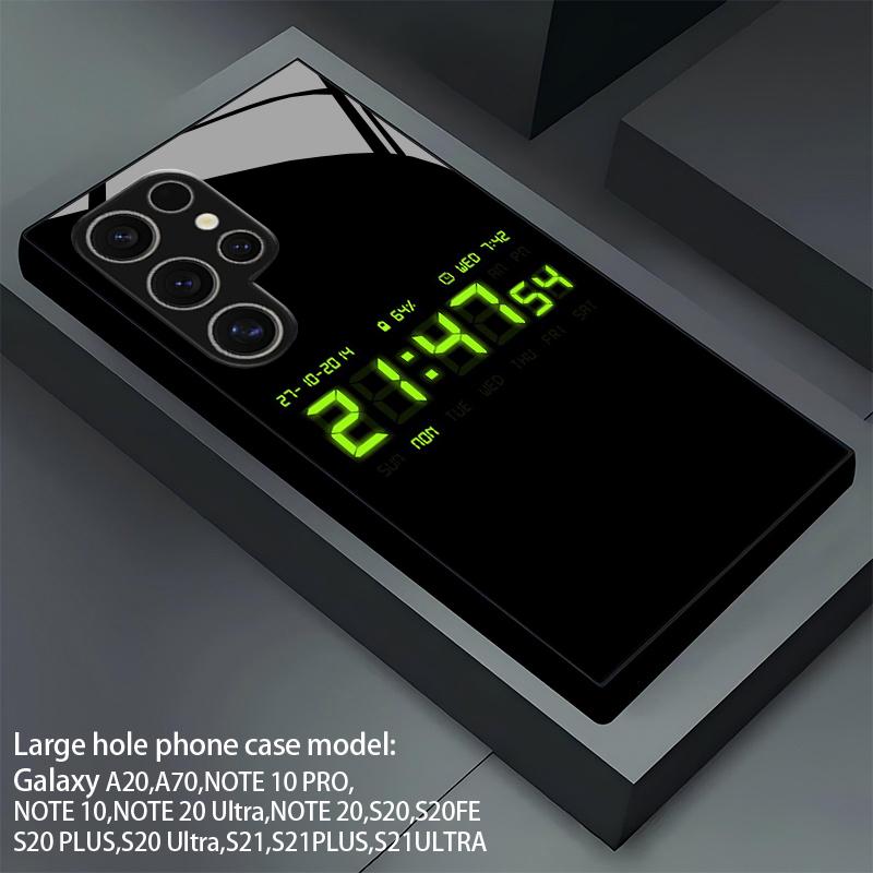 Fluorescent Clock Pattern 2D Phone Case for Samsung S26 S25 S24 S23 S22 S21 S20 A56 A36 A16 - Glass Protective Cover