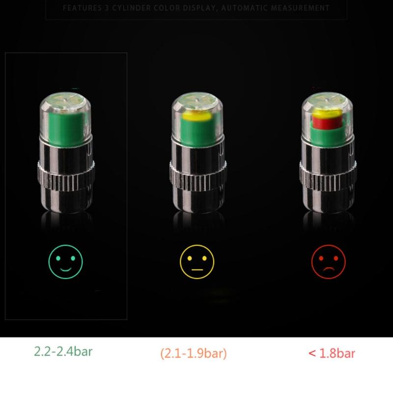Auto Car Tire Pressure Guage Cap Sensor Indicator Alert Monitoring Tool Tyre Cap Indicator Alert Air Pressure Gauge 4pcs