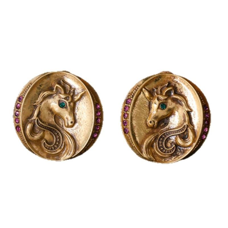 Practical Horse Head Dangle Earrings Pendant Earrings Metal Texture Ear Jewelry Suitable for Fashion Individual 1