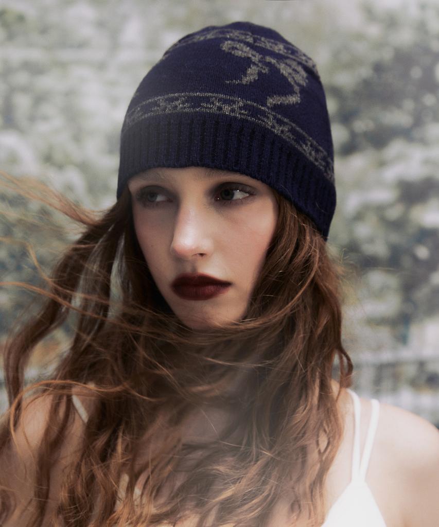 Nasnoing Ribbon Jqd Beanie (Navy)