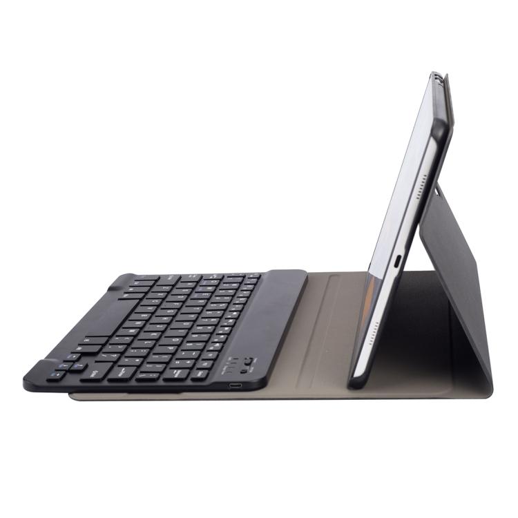 DY590 For Galaxy Tab A 10.5 T590 / T595 Detachable Plastic Bluetooth Keyboard Leather Tablet Case with Holder (Black)