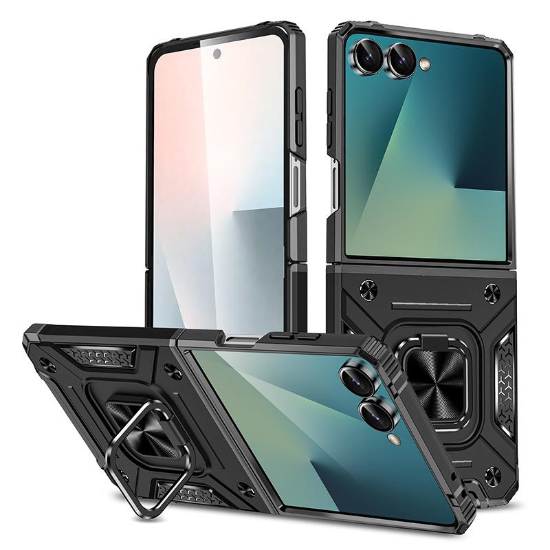 Applicable To Samsung Zflip1 Folding Mobile Phone Case Magnetic Ring 2-in-1 Hot-selling Case Z Flip1