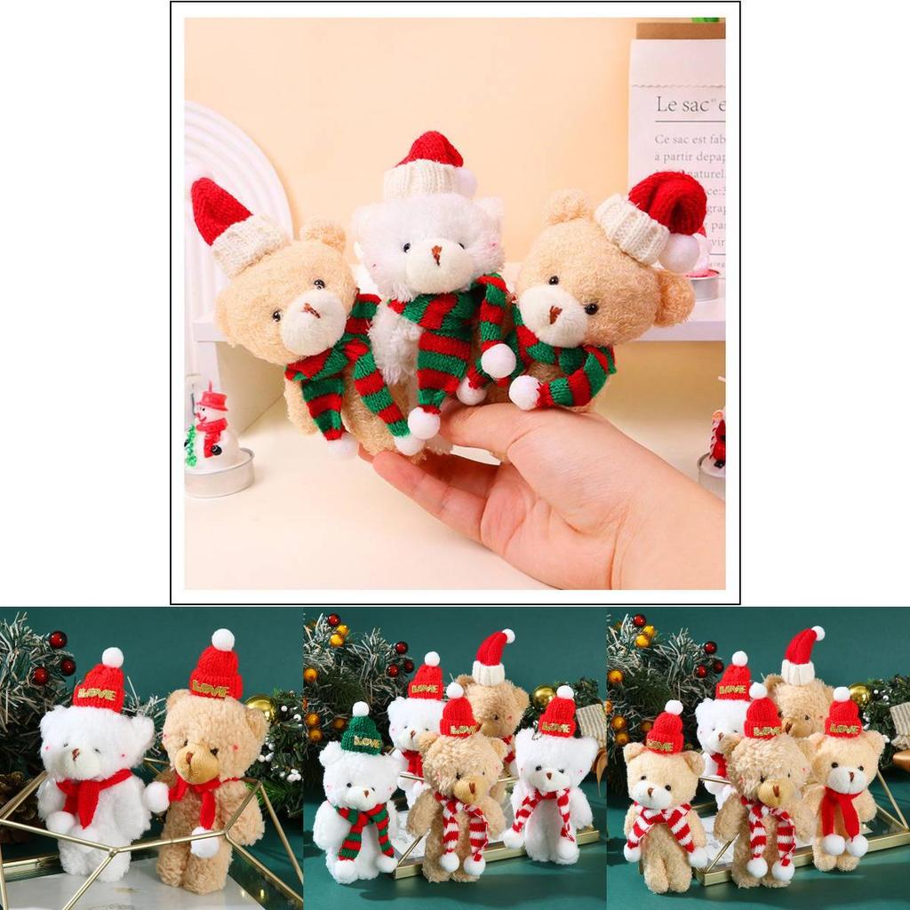 Adorable Plush Christmas Bear Pendant With Colorful Scarves And Hats Perfect For Holiday Decor