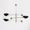“3 Light Mid Century Modern Raw Brass Sputnik Chandelier Pendant Ceiling Fixture”
