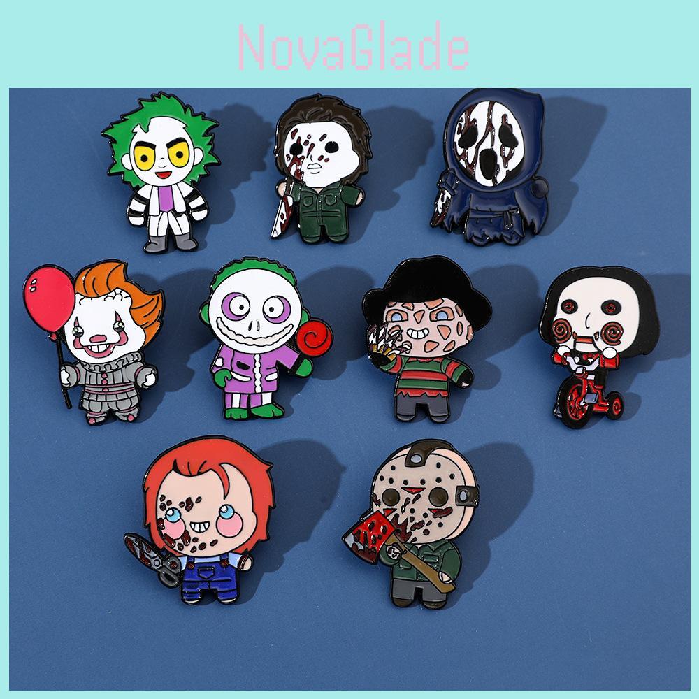 Kreative Cartoon Halloween Serie Brosche Gruselig Dunkles Metallabzeichen Mit Schreiender Kettensägen-Clown