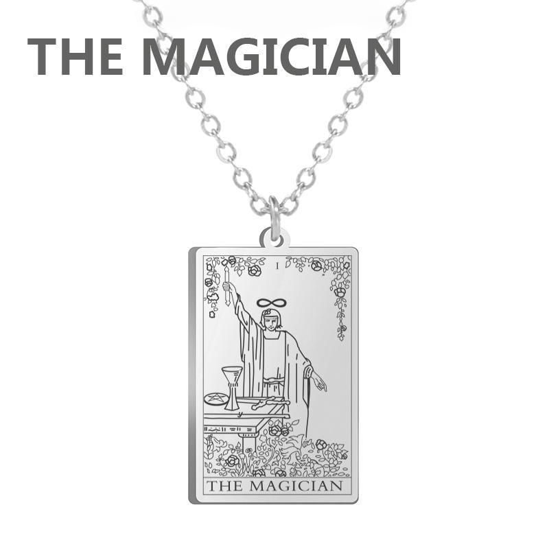 LIKGREAT Tarot Card Necklace Major Arcana Tarots Stainless Steel Necklaces Divination Jewelry Birthday Gift for Women Men