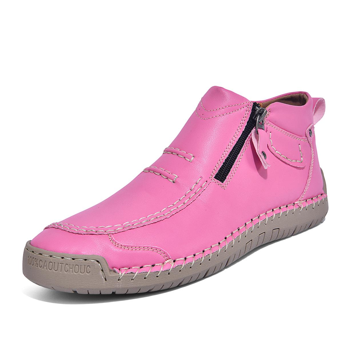 

Plus Size Men s Leather Slip-on Outdoor Ankle Boots 828 Rose Red (Women s)