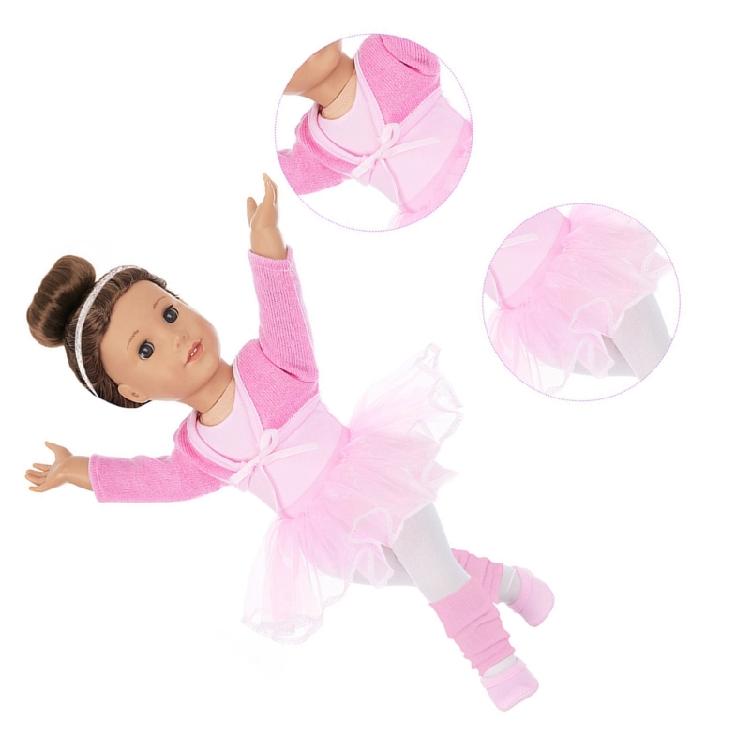 Atmungsaktives Ballett-Trainingsoutfit für 18-Zoll-Mädchenpuppen Elastisches Tutu-Kleid Einfach anzuziehen Kinder Rollenspiel-Spielzeugzubehör