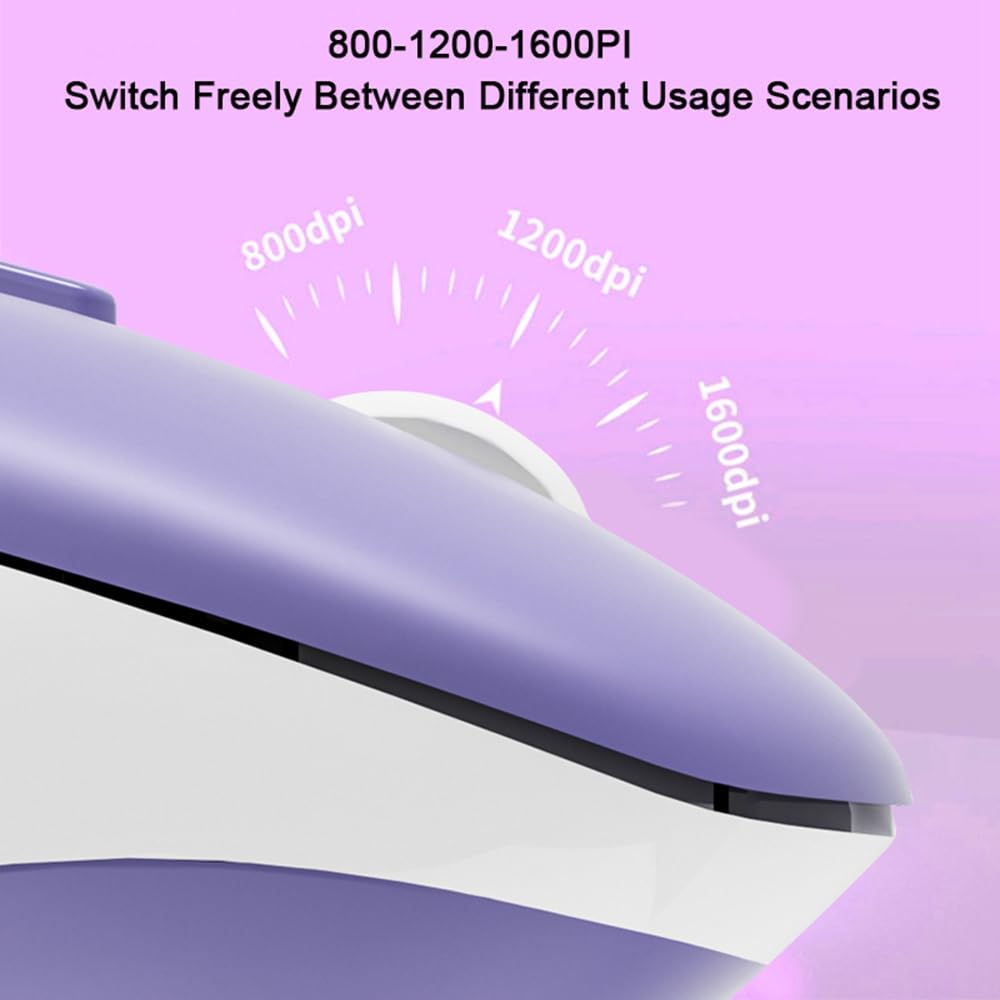 2.4GHz USB Wireless Bluetooth 5.0 Mouse, 3-Device Connection, 6 Buttons, Quiet, Rechargeable, Compact, Portable, Stylish, Compatible with iPhone,