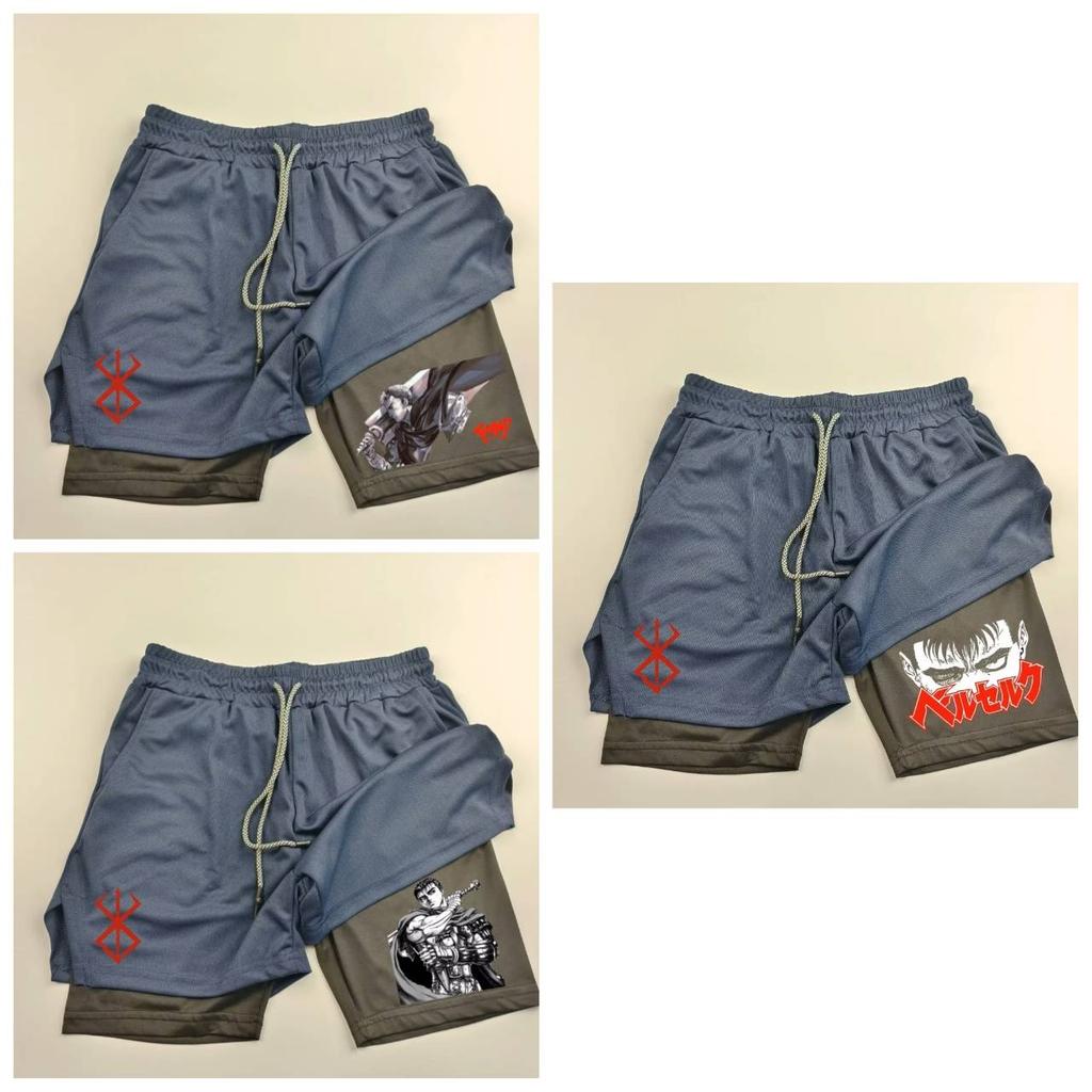 Berserk Muay Thai Kickboksing UFC MMA Mixed Martial Arts Shorts Anime Menn Kvinner Unisex Dobbelt Lag Hurtigtørkende Pustende Sport Gym Fitness Trening