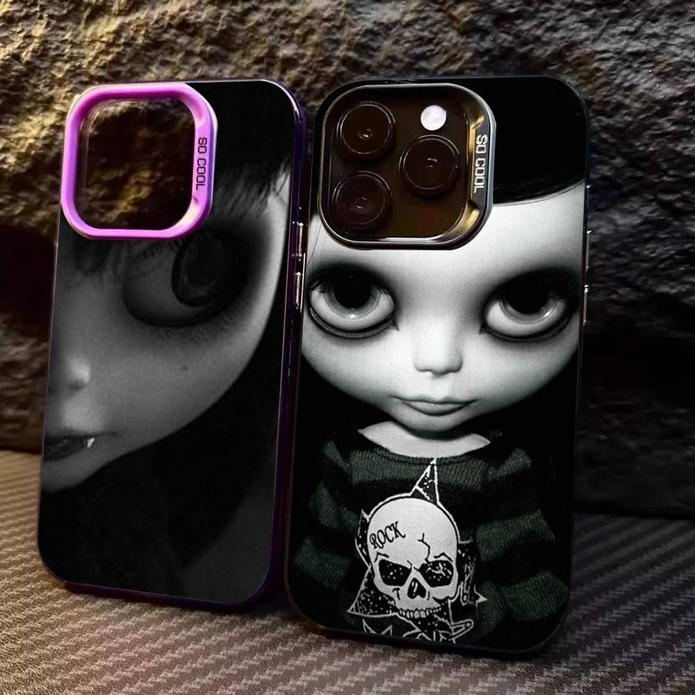 Dark Cute Girl Doll Phone Case For IPhone 17 16 15 14 13 Pro 12 11 Pro Max PLUS Color Back Cover