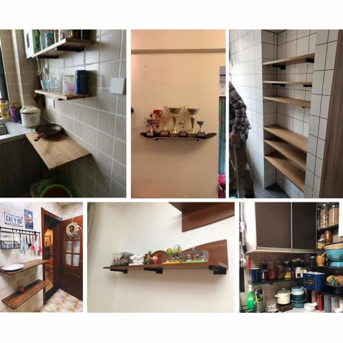 SYWXJ Hidden Shelf Brackets, Black Iron I-Shaped Rod Brackets, Wall-Mounted Floating Shelves, Angle Shelf Brackets, Set of 2 with Screws (30cm)