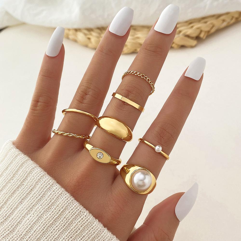 

Винтажное золотое кольцо с бриллиантом и бабочкой, квадратное кольцо с преувеличенным нежным бриллиантом, женские аксессуары, набор колец с крестом и жемчугом, подарок 6 золотой