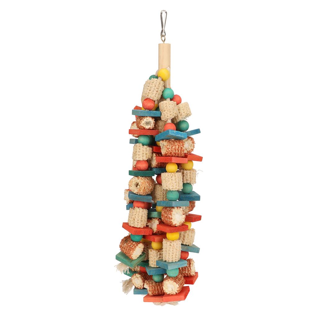 Parrot Chewing Toy Wood Corn Cob Colorful Hanging Large Bird Bite Toy for Parakeet Cockatiel