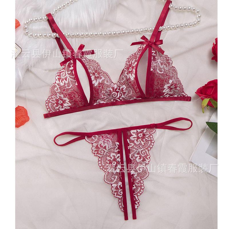 Erotic underwear pure desire sexy lace perspective babes thin two-piece set for women