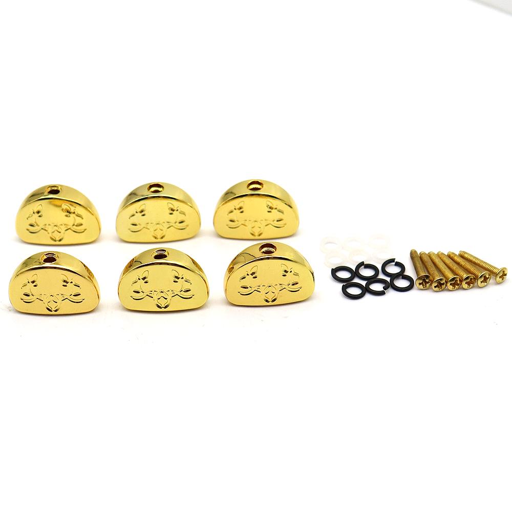 

6pcs Guitar Tuners Machine Head Buttons Metal Carved Flowers Semicircle button for Electric Guitar