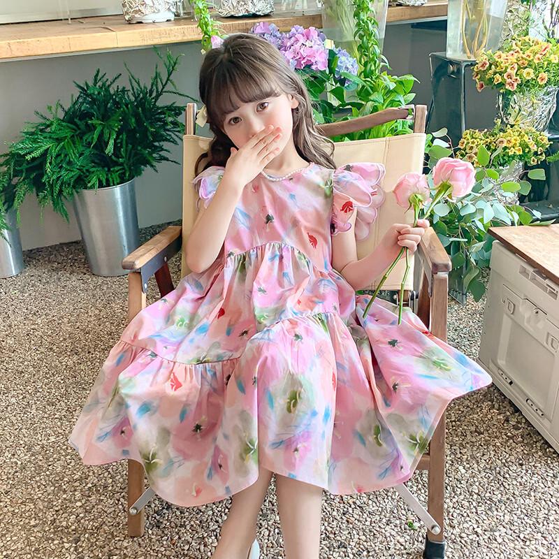 Girls' Stylish Floral Summer Princess Dress