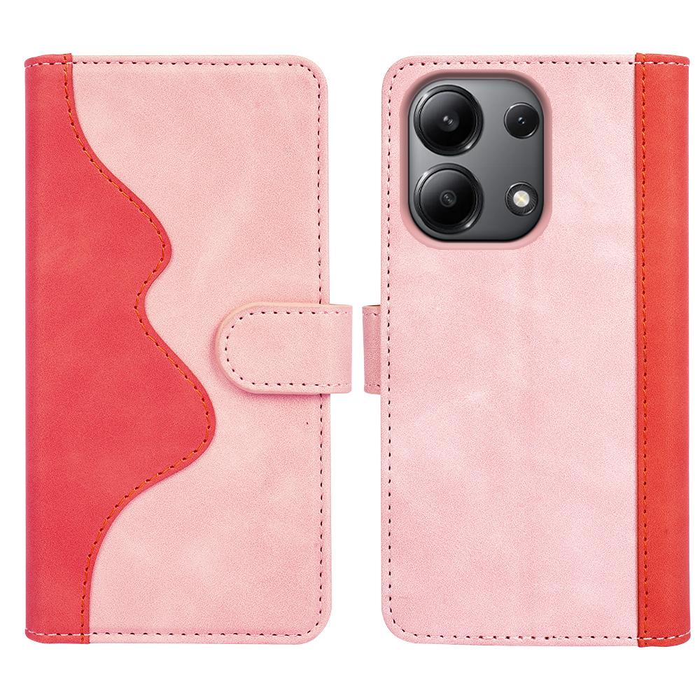 For Xiaomi Redmi Note 13 4G Case Leather Wallet Phone Cover Color Splicing