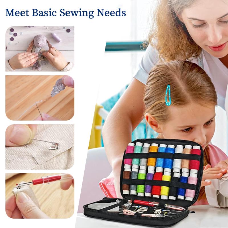 Sewing Kits DIY Multi-function Sewing Box Set with Threads Needles Scissors Tape Measure Buttons Portable Embroidery Sewing Set