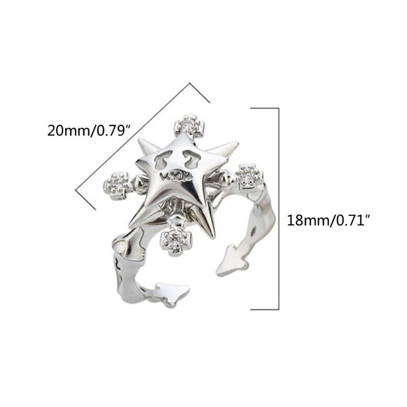 Fashion Rotating Star Ring For Women Girl Silver Color Trend Zircon Rotatable Open Ring Drop Shipping Party Gift