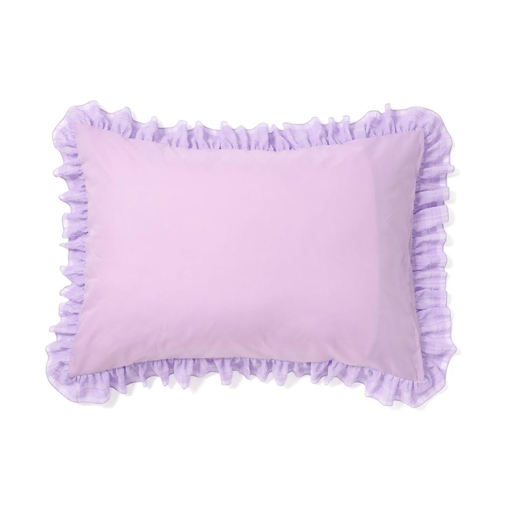 Francfranc Sheer Check Ruffle Pillowcase, 70x50cm, Purple, New Life Bedding