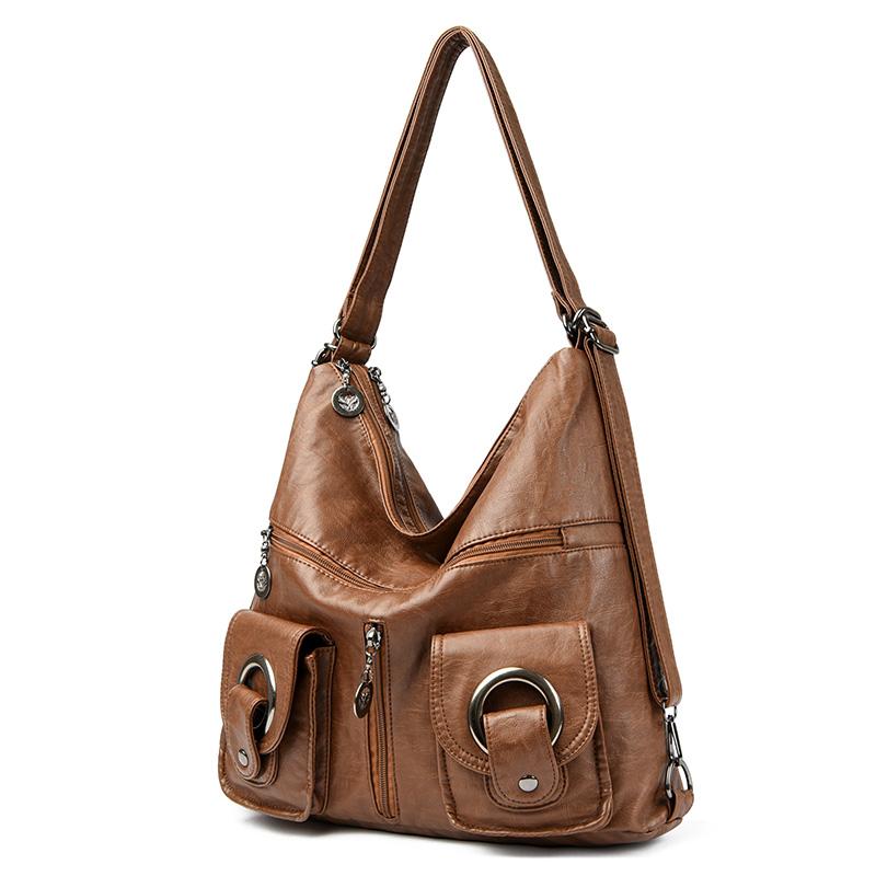 Damen-Umhängetasche aus weichem Leder, große Kapazität, Damentasche mittleren Alters