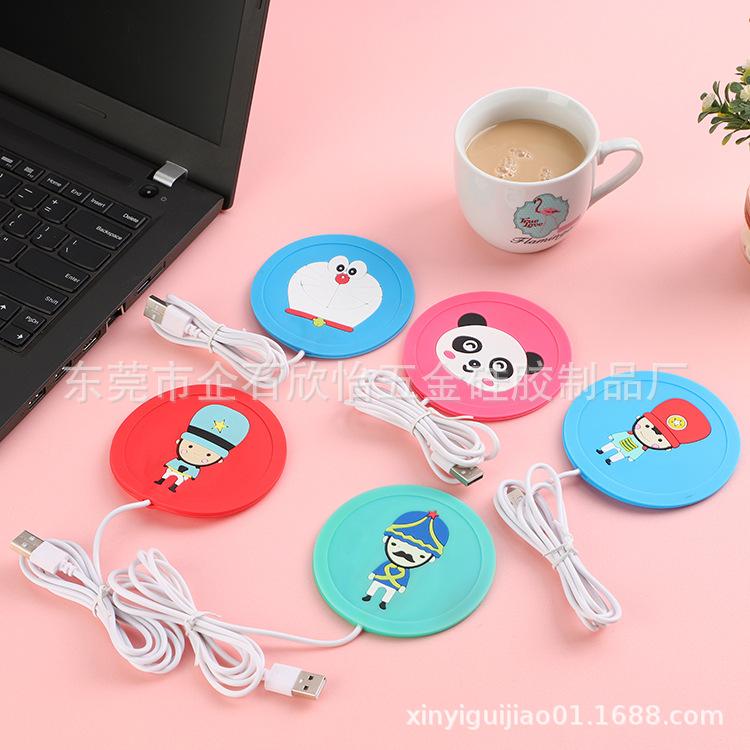 

USB Power Suply Tea Coffee Cup Mug Warmer Heating Cup Mat Pad Coasters for Office Gadget Cartoon Original Wood Grain Mug Pad 9.5cm&Round