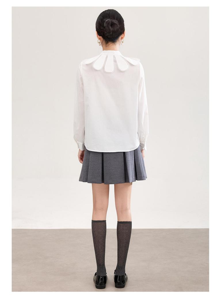 Nanyou Elegant French Petal Collar Women's Spring Shirt