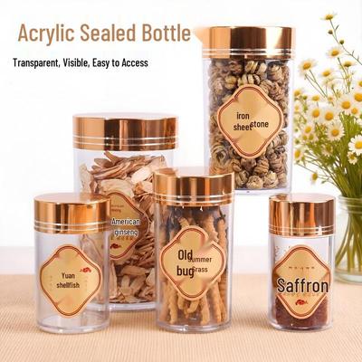 Thickened PP Plastic Acrylic Jar for Chinese Herbal Medicine: Food-Grade, Moisture-Proof, Ideal for Ginseng & Dendrobium Storage.