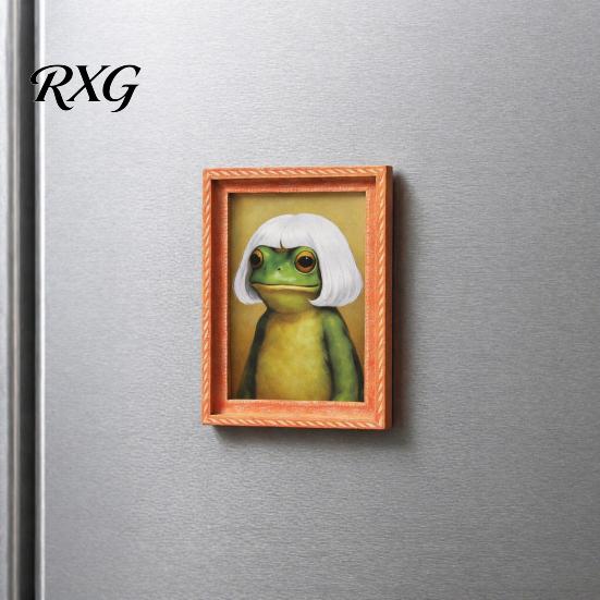 Hair Style Frog Magnet Abstract Refrigerator Magnet, Framed Hairstyle Fridge Animal Frame Home Kitchen Office Decoration Party Favors Magnetic