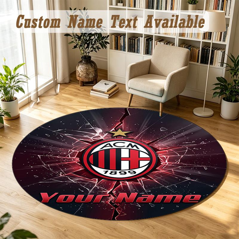 Round Rug Custom NameAC Milan Pattern Non Slip Carpet Home Floor Decor