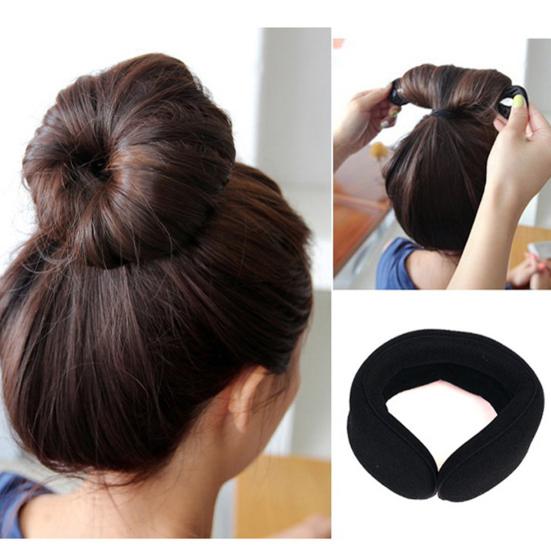 2/3Pcs Women Hair Bun Maker Sponge Faux Pearls Decor Bun