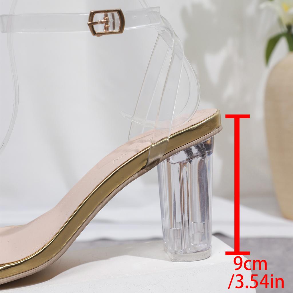 Fashion Summer Clear Heeled Party Sandals for Women Transparent Ankle Strap High Heel Shoes Woman Plus Size Fashion Sandalias Mujer 2025