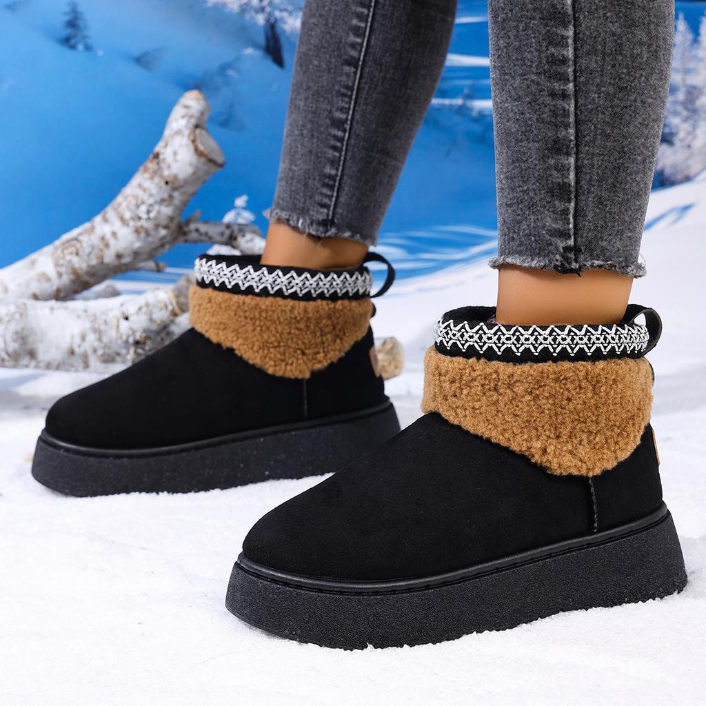 Warm Thicken Plush Cotton Shoes Women 2025 Winter Non Slip Thick Botton Snow Boots Woman Faux Fur Chunky Platform Ankle Botas
