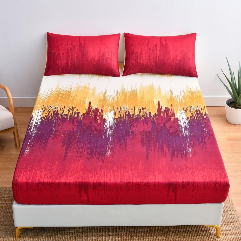 Cartoon Print Mattress Protector Fitted Bed Sheet Bedding Mattress Cover Garterized Bedspread Mat Household  for Home